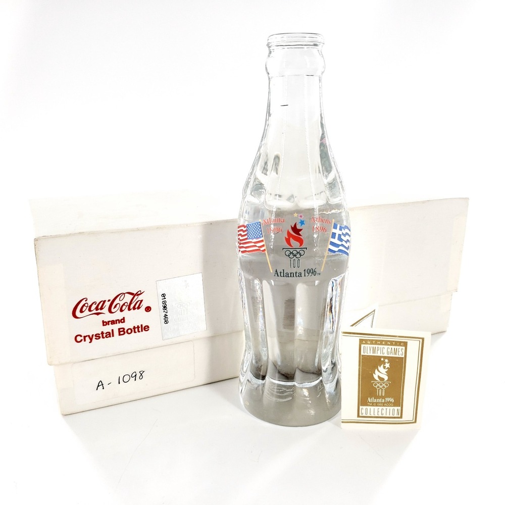 1996 Atlanta Olympics Coca Cola Solid Crystal Bottle 1098/1996 w/ Original Box
